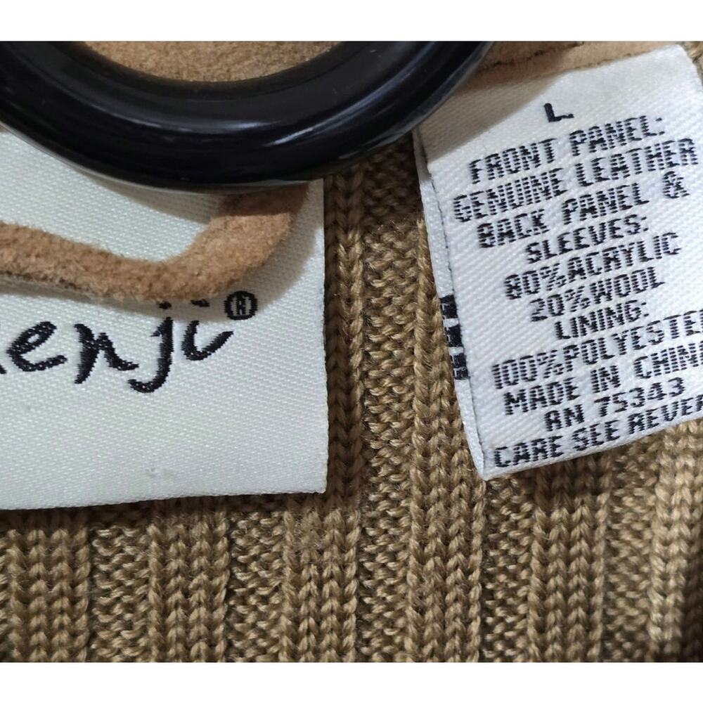 Kenji Leather and Knit Button Up Waisted Jacket Juniors Large NWOT - Picture 6 of 9